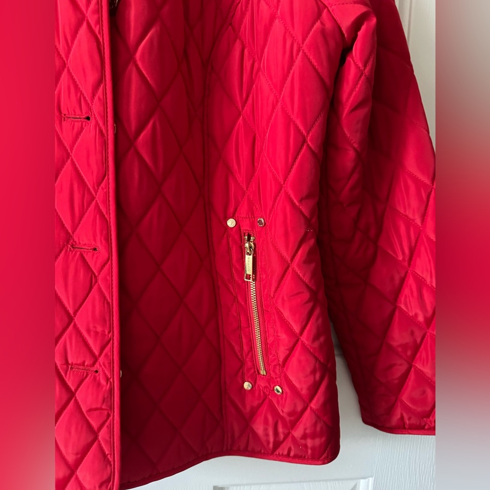 Michael Kors Red Quilted Jacket Medium - Picture 3 of 10